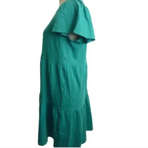 J. Crew Factory Green tiered knit jersey dress size xs NWOT- Repaired - Picture 3 of 9